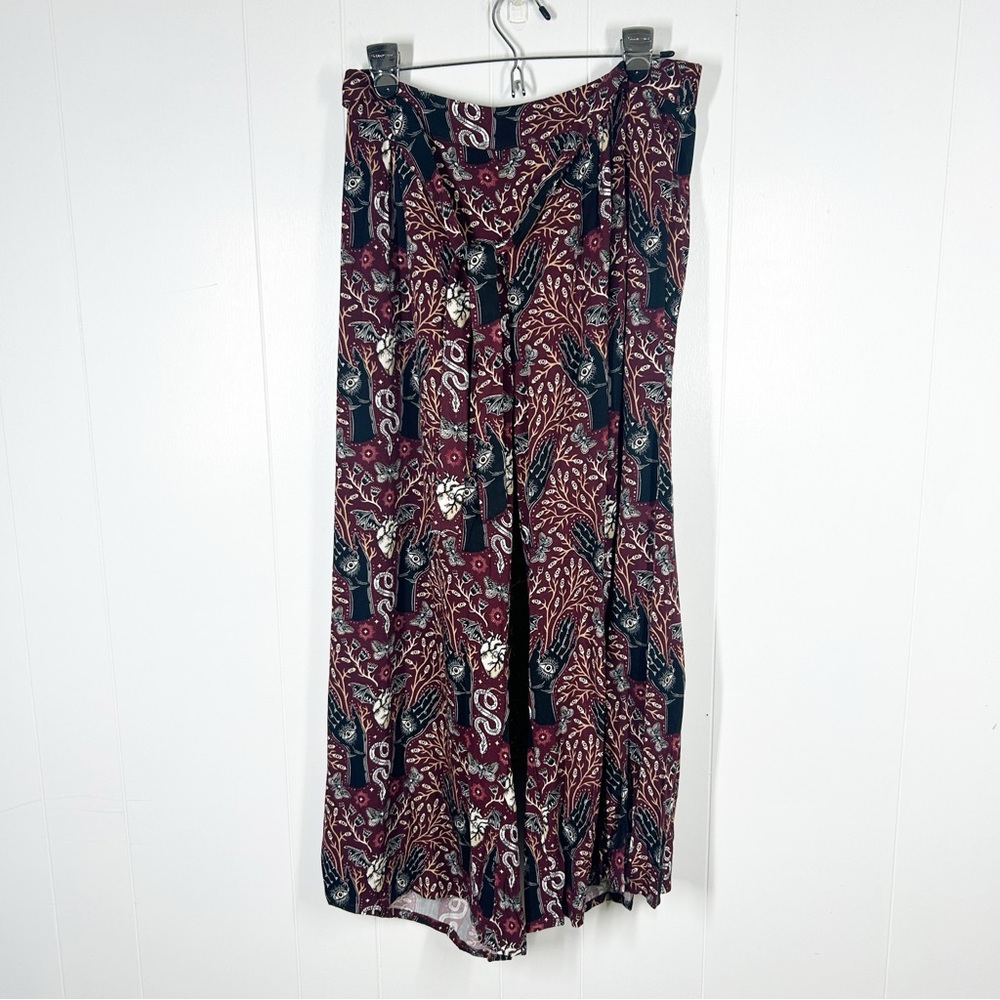 NWT Disturbia Hemlock Print Tie Waist Wide Leg Culottes 10